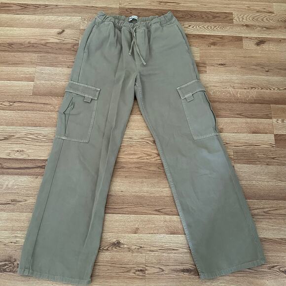 Zara Women Beige High Waist Wide Leg Cargo Pants Size 4 - Picture 1 of 7